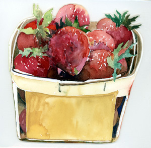 Wooden Box Filled With Strawberries